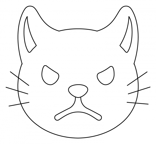 Pouting Cat Emoji coloring page image