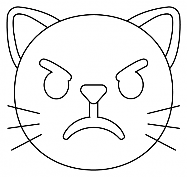 Pouting Cat Emoji coloring page image