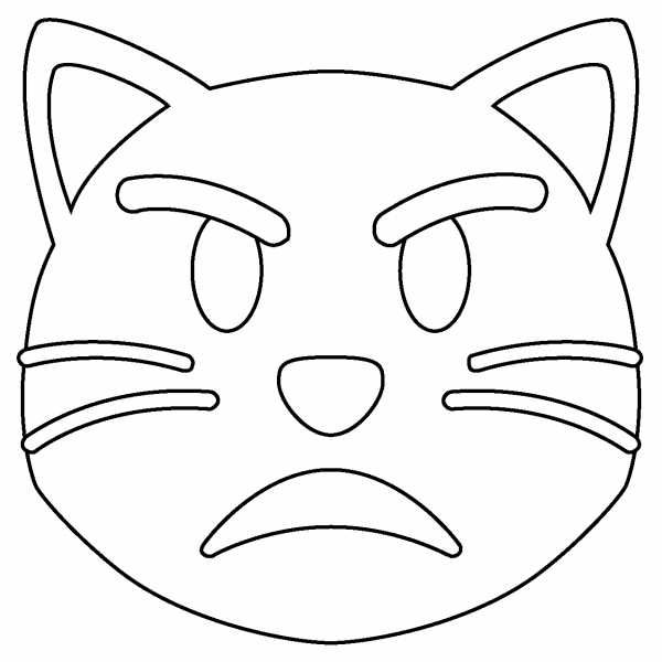 Pouting Cat Emoji coloring page image