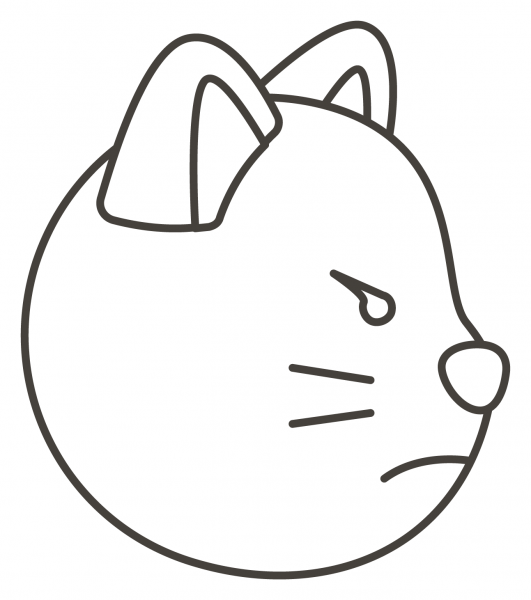 Pouting Cat Face coloring page image