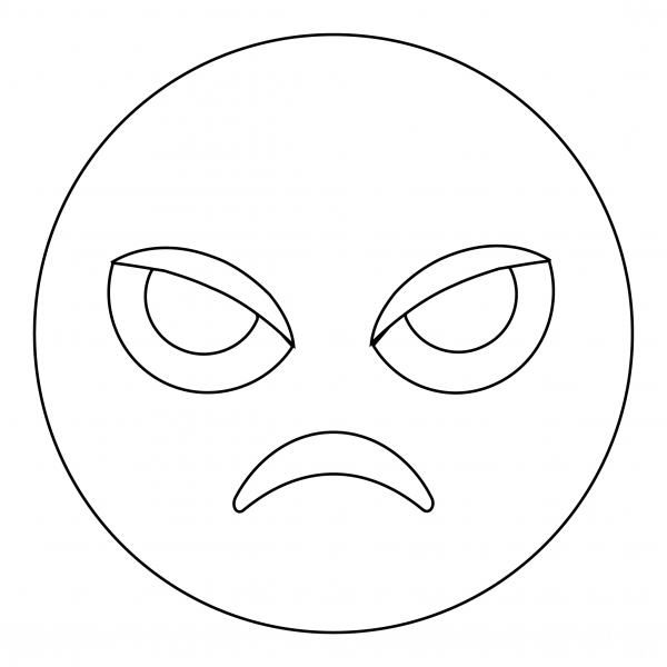 Pouting Face coloring page image