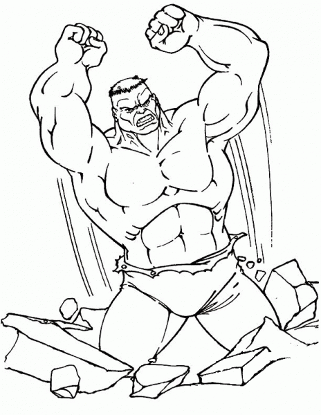 Powerful Hulk coloring page image