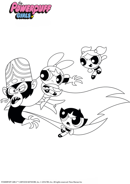 PPG vs Monkey See, Doggie Do coloring page image