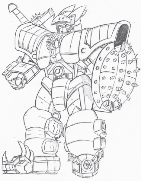 Pr-G Force Mega Zord coloring page image