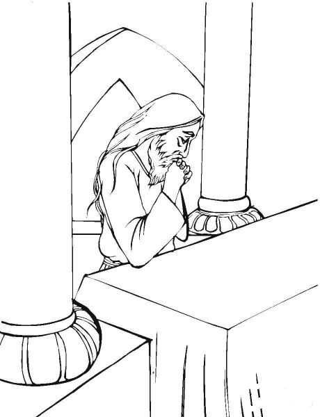 Pray in Temple  coloring page image