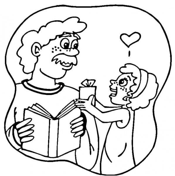 Present for Dad from Daughter  coloring page image