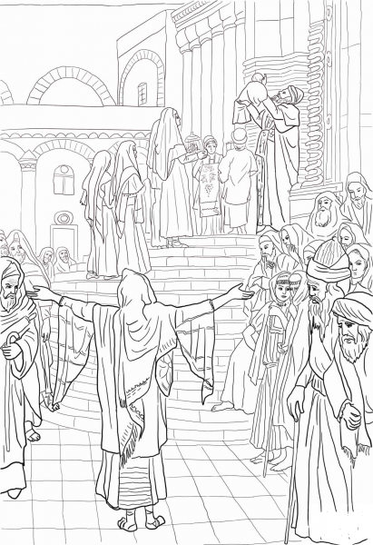 Presentation of Jesus in Temple coloring page image