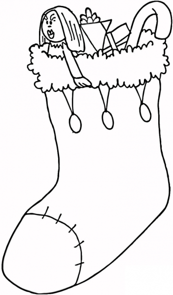Presents In The Stockings  coloring page image