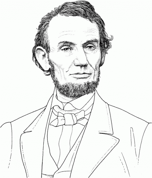 President Abraham Lincoln Portrait coloring page image