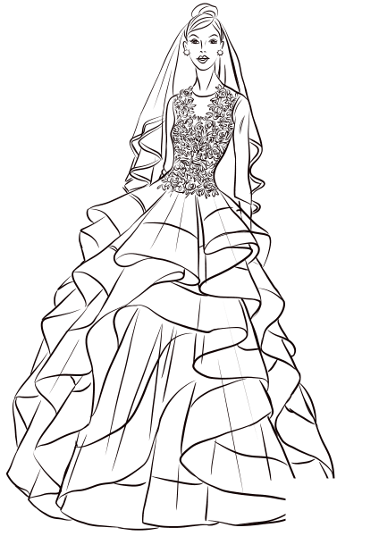 Pretty Bride coloring page image