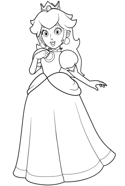 Pretty Princess Peach coloring page image