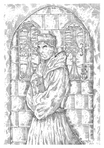 Priest in the Middle Ages coloring page image