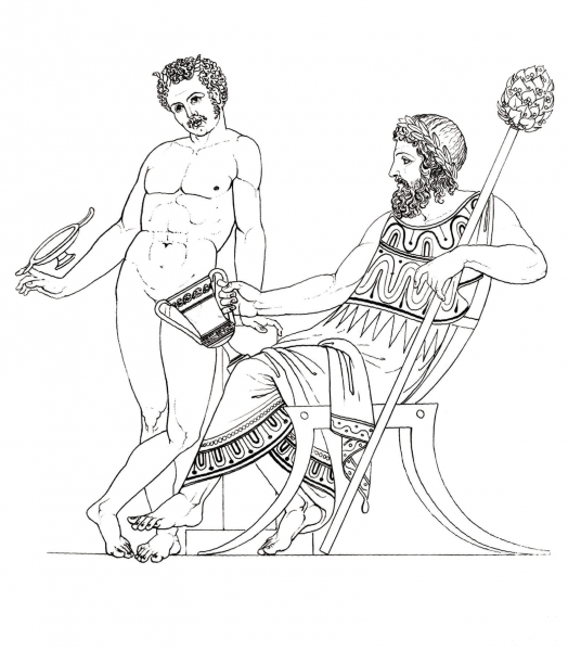 Priest of Bacchus Attendant coloring page image