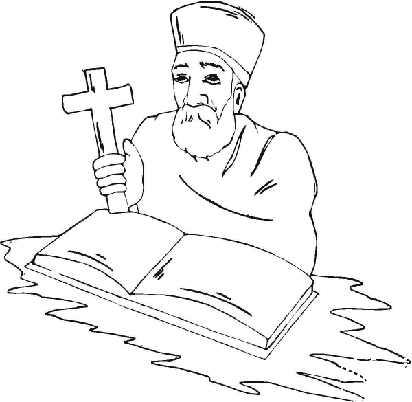 Priest With Cross coloring page image