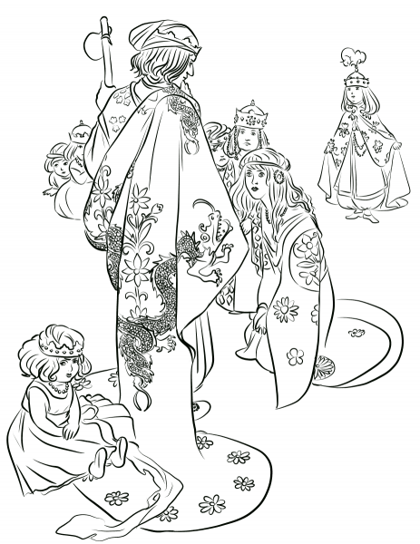 Prince is Looking for Real Princess coloring page image