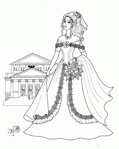 Princess And Her Palace  coloring page image