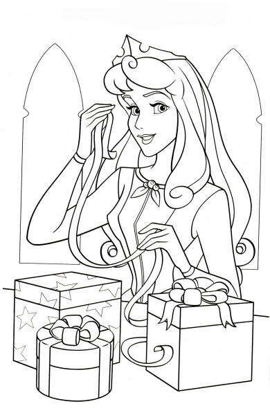 Princess Aurora Loves Christmas coloring page image