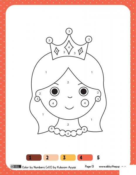 Princess Color by Numbers 1-4 image