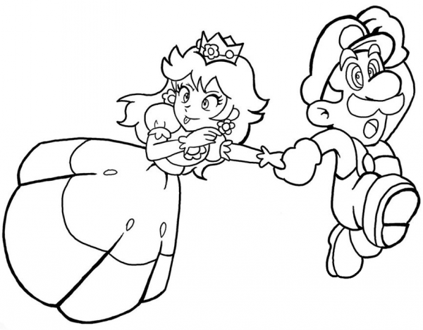 Princess Daisy with Mario coloring page image