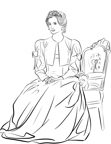 Princess Diana coloring page image