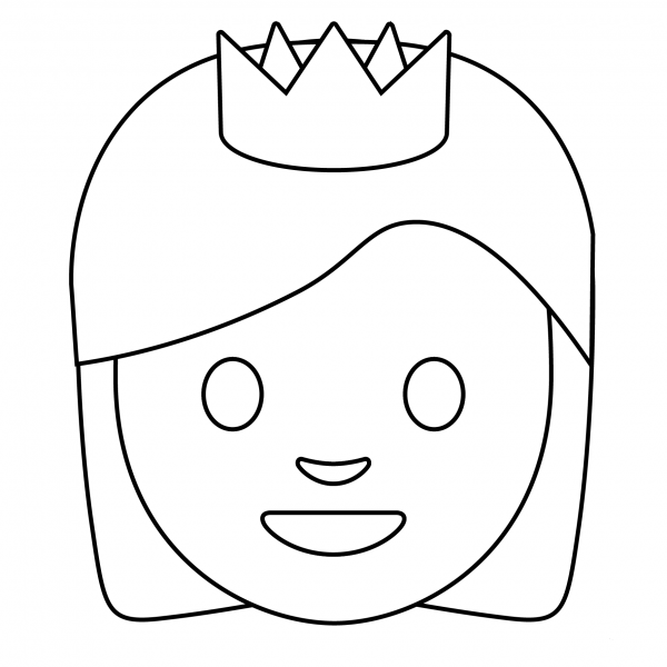 Princess Emoji coloring page image