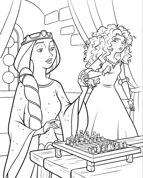 Princess Merida and Queen Elinor coloring page image