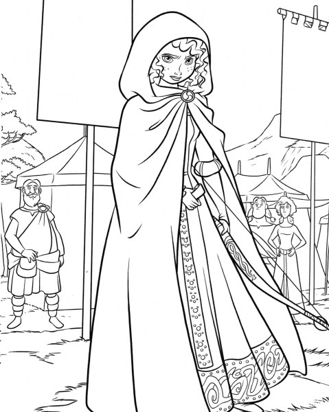 Princess Merida on a Highland Games coloring page image