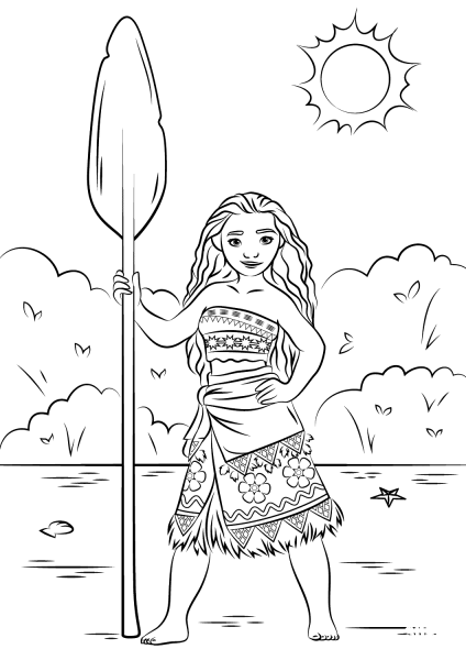 Princess Moana coloring page image