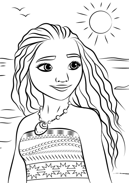 Princess Moana Portrait coloring page image