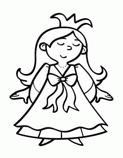 Princess with a crown coloring page image