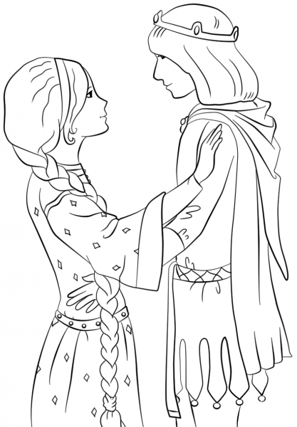 Princess with Prince coloring page image