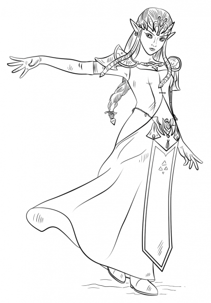 Princess Zelda coloring page image