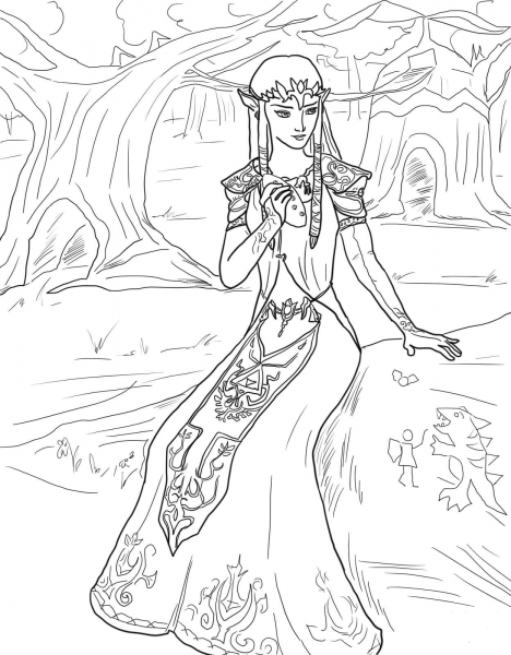 Princess Zelda coloring page image
