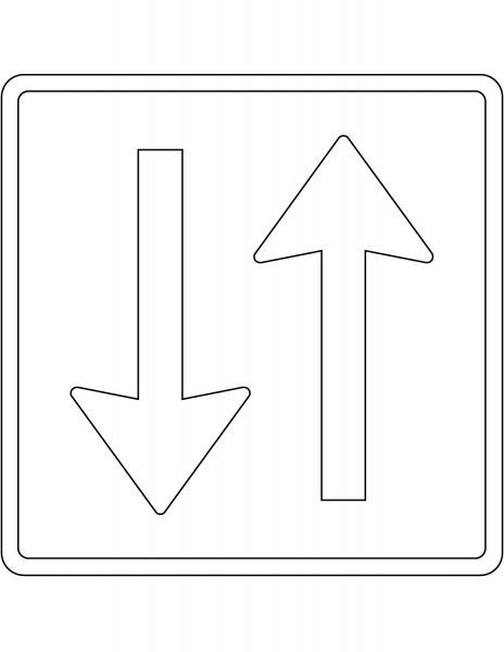 “Priority Over Oncoming Vehicles” Sign in Denmark coloring page image
