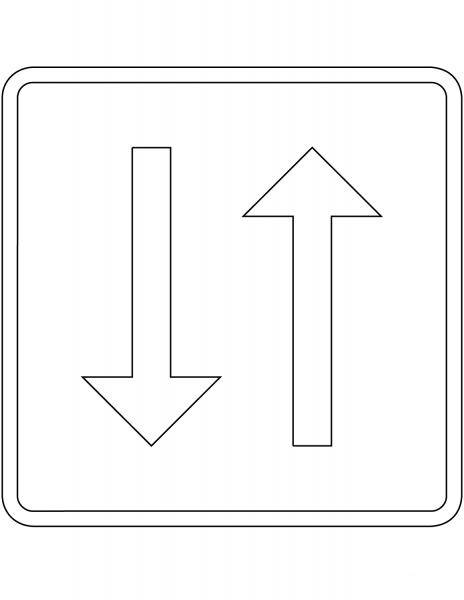“Priority Over Oncoming Vehicles” Sign in Finland coloring page image