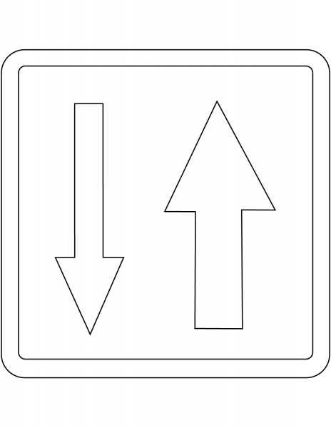 “Priority Over Oncoming Vehicles” Sign in France coloring page image
