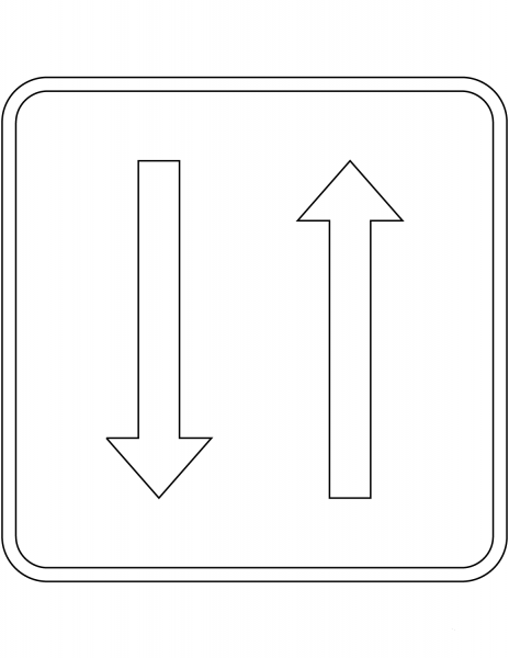 “Priority Over Oncoming Vehicles” Sign in Portugal coloring page image