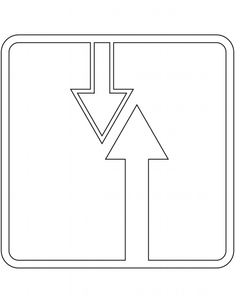 “Priority Over Oncoming Vehicles” Sign in Russia coloring page image