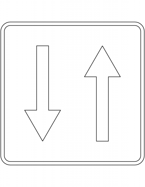 “Priority over Oncoming Vehicles” Sign in Spain coloring page image