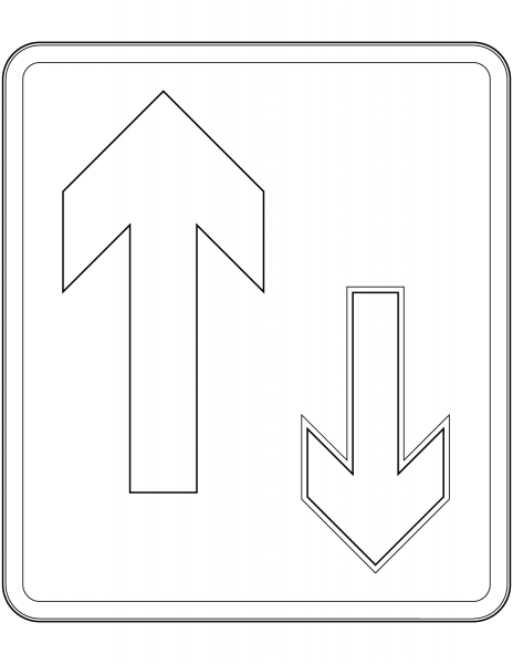 “Priority Over Oncoming Vehicles” Sign in the United Kingdom coloring page image