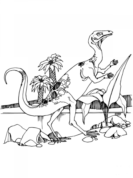 Procompsognathus Theropod Triassic Dinosaur coloring page image