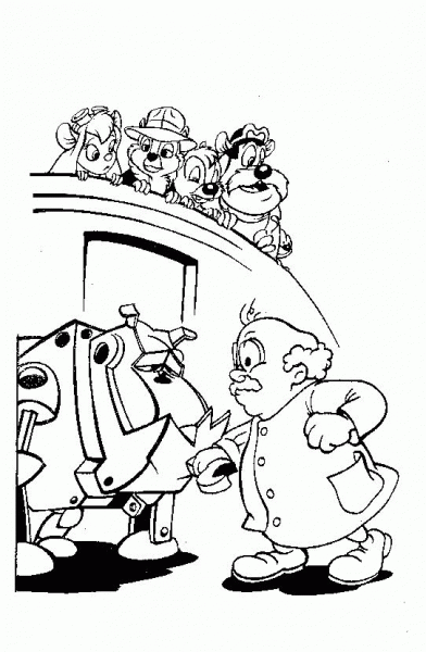 Professor Norton With His Robot coloring page image