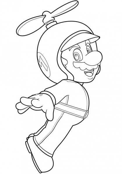 Propeller Mario coloring page image