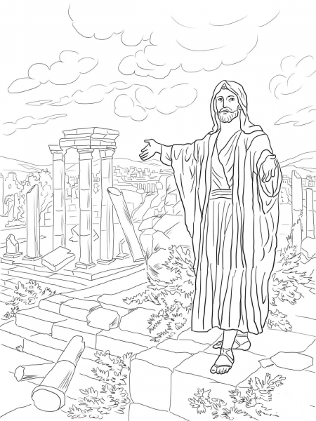 Prophet Haggai Pleads for the Rebuilding of the Temple coloring page image