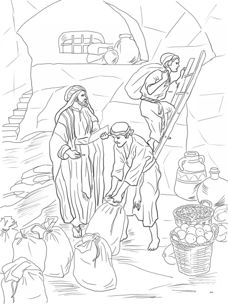 Prophet Malachi Storing Gifts in the Temple coloring page image