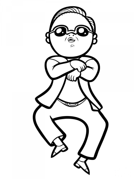 Psy Gangnam Style coloring page image