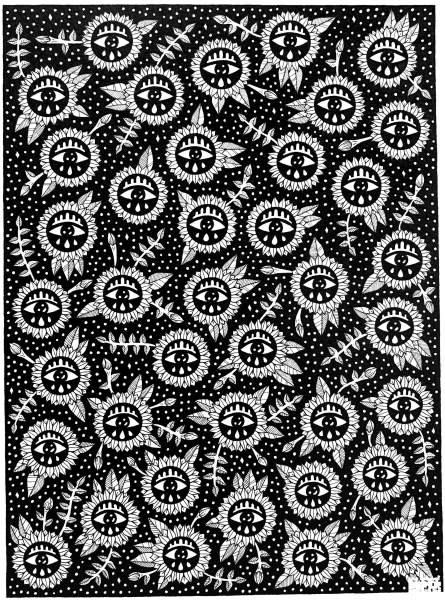 Psychedelic Garden coloring page image