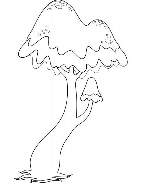 Psychedelic Mushrooms coloring page image