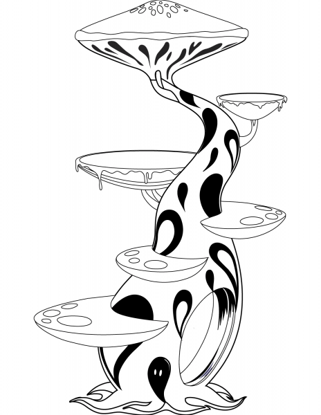 Psychedelic Mushrooms coloring page image