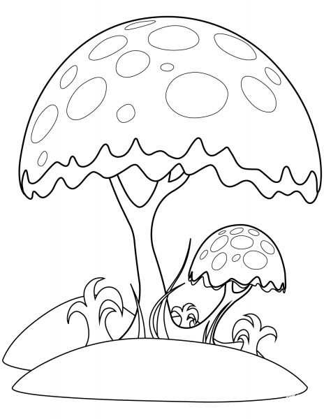 Psychedelic Mushrooms coloring page image